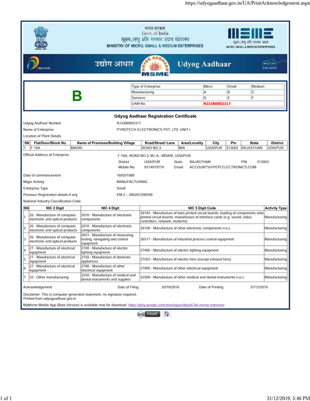 MSME Certificate